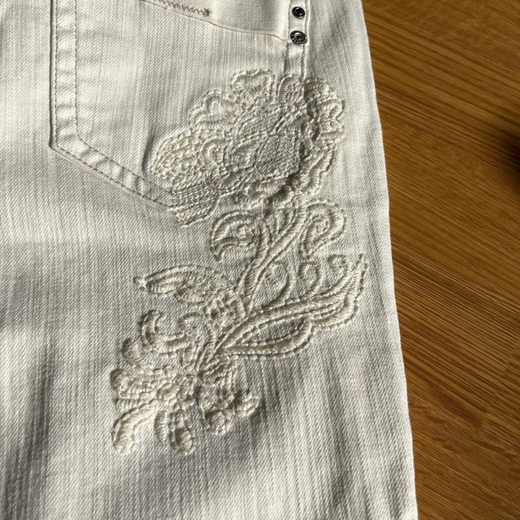 Chico's Denim - Chico's Platinum Ivory Embroidered Straight Leg Jeans